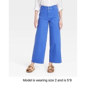 Universal Thread Women's High-Rise Sailor Wide Leg Ankle Jeans in Blue Size 2